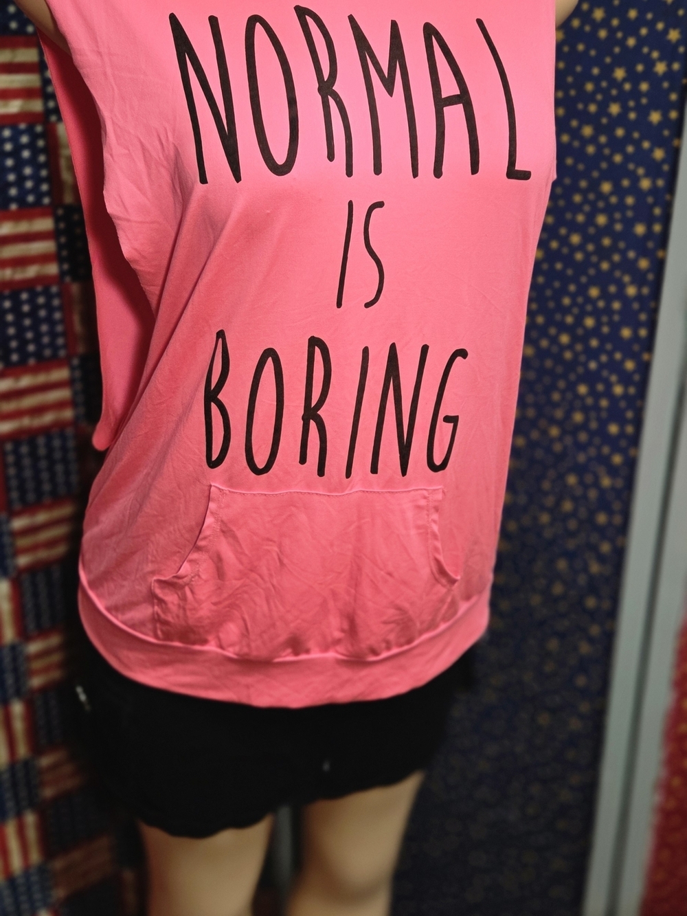 **Inspired Hearts Pink "Normal Is Boring" Muscle Tee**